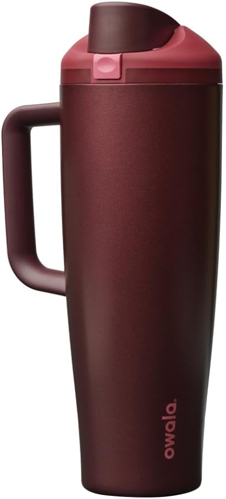 Owala FreeSip Tumbler - Insulated Stainless Steel Water Bottle with Built-In Straw | 40oz, Black Cherry, BPA Free, Leak Proof