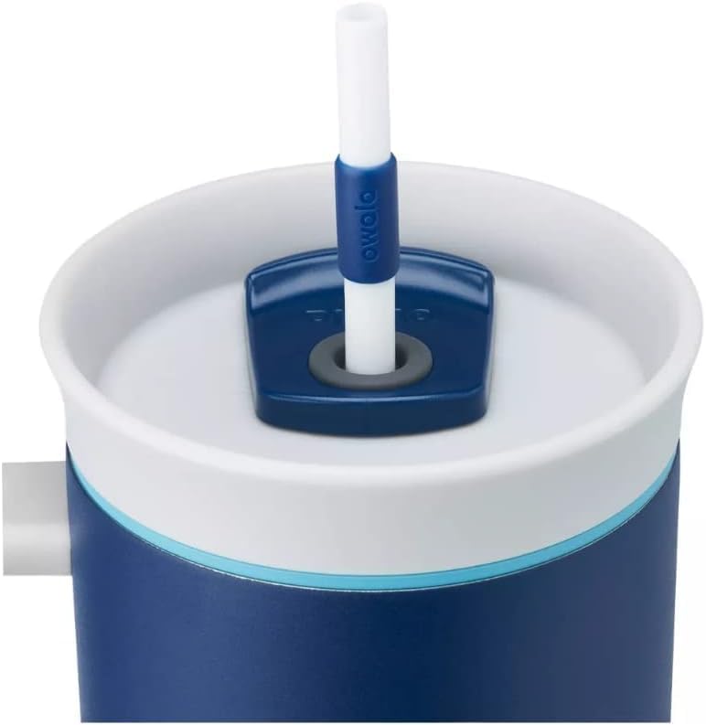 Owala 40 oz Stainless Steel Insulated Travel Tumbler - Spill Resistant Lid, Straw & Carry Handle | Dark Blue