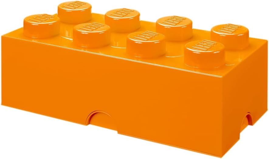 LEGO Storage Brick 8 - studs YELLOW - Stackable Plastic Storage Box with Lid for Kids and Adults, Ideal Desk Organizer and Toy Box - 12.1L Capacity