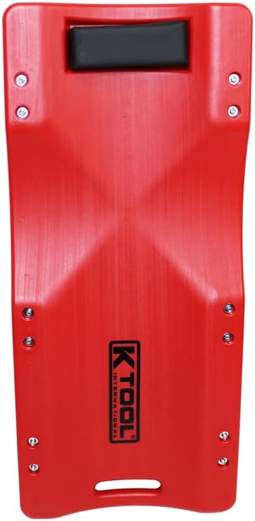 K Tool International 74936 Plastic Creeper, HDPE Body with Padded Headrest, Low Profile Design, Six 2 Inch Swivel Casters, 300 lb Capacity, Lightweight and Durable Creeper for Garage and Shop Service