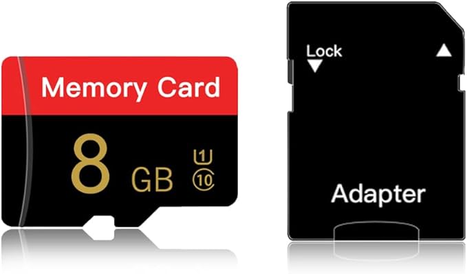 Micro Memory Card 8 GB with Adapter, C10/U1/UHS-I/A1 TransFlash Card, TF Card