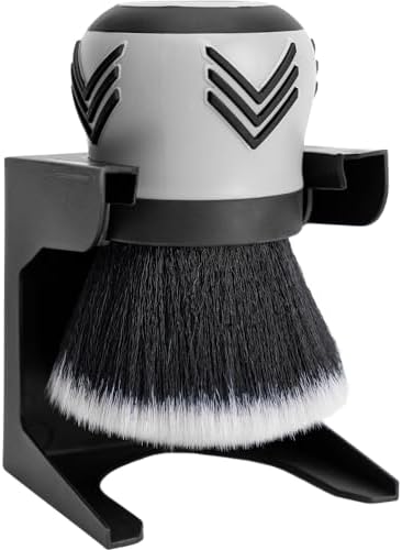 VIKING Car Cleaning Brush for Car Detailing Kit, Super-Soft Bristles for Interior Detail and Cleaning, 5 Inch Diameter, Black/Grey, Storage Stand Included