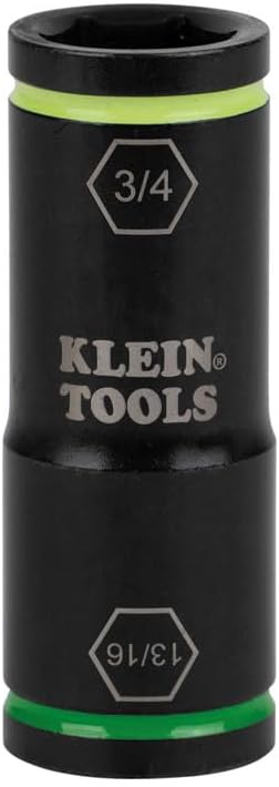 Klein Tools 66074 Impact Driver Flip Socket, 3/4- and 13/16-Inch Sizes, Use with Klein Tools Compact Impact Wrenches BAT20CW, BAT20CW1