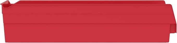 Akro-Mils 30138 Plastic Shelf Bins, Heavy Duty Storage Bins for Garage, Closet, and Drawer Organization, 18" x 6-1/2" x 4", Red, 12-Pack