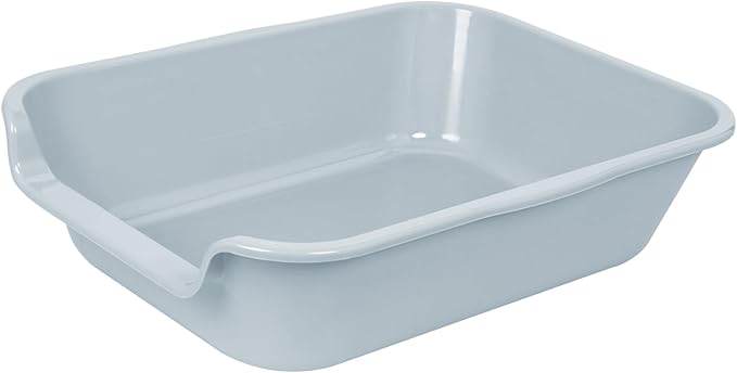 1 Pack of Extra Large Cat Litter Box (ABS Material), Low Entry Senior Litter Pen for Geriatric Kitty Big Cats, Jumbo Pet Safe Litter Boxes Tray for Indoor Pets Potty (Gray, 20" L x 15.5" W)