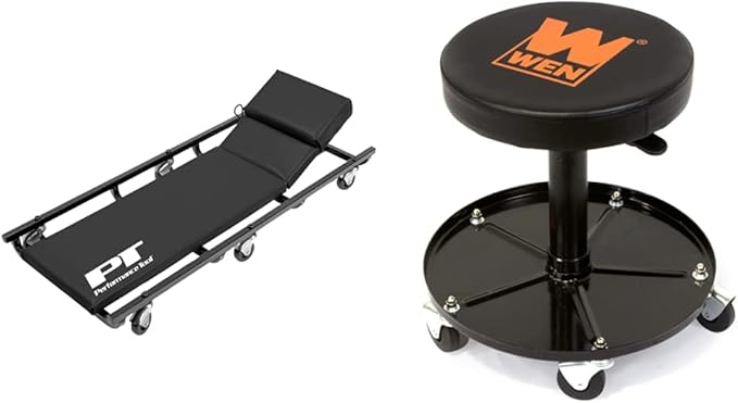 Performance Tool W85005 40-Inch 6-Caster Rolling Shop Creeper Bundle