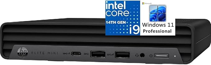 HP Mini PC Desktop Computer, Elite Mini 800 G9 with Intel i9-14900, (16GB RAM, 1TB SSD), Triple 4K Display Support, 6X USB Ports, Ultra-Quiet Design, Keyboard and Mouse, Windows 11 Pro