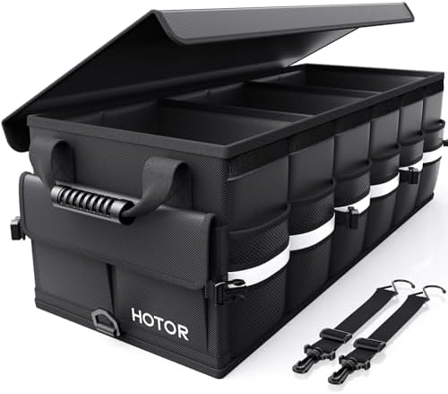 HOTOR Car Trunk Organizer - Foldable Car Storage for SUV, 3 Compartments