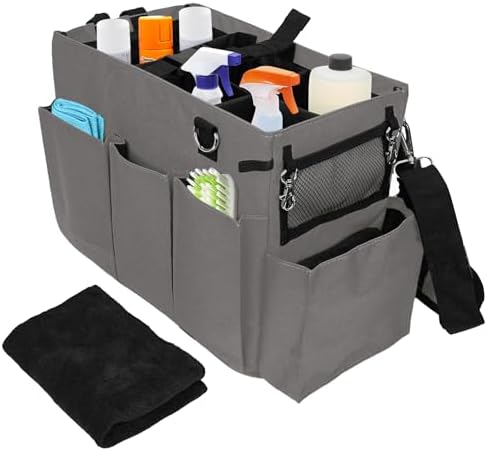 Car Trunk Organizer - Large Capacity Storage Bag with Adjustable Straps | Collapsible Auto Organizer for SUV Sedan Backseat | Durable Easy Clean Gray