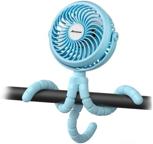 AMACOOL Battery Operated Stroller Fan, Portable Clip On Fan Rechargeable