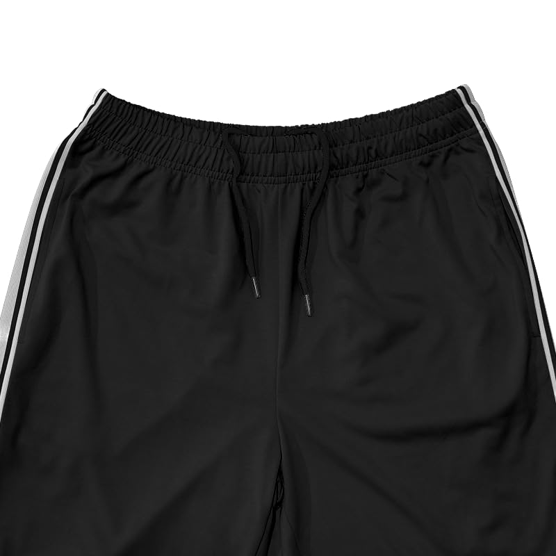 Quskc Men's Baggy Sweatpants Straight Leg Open Bottom Joggers Casual Lightweight Athletic Pants with Pockets Black