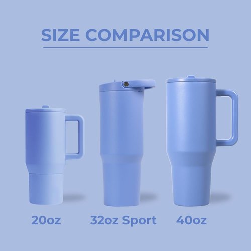 HydroJug Sport - 32oz Stainless Steel Tumbler with Straw | Vacuum Insulated, Leakproof, Ergonomic Design, Light Blue