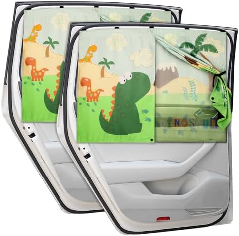 Car Window Shades with Cute Patterns, 2pcs Magnetic Car Curtains for Privacy Protection Full Covers/Half Shade Options, Auto Sunshades Sunglare/UV Blocker