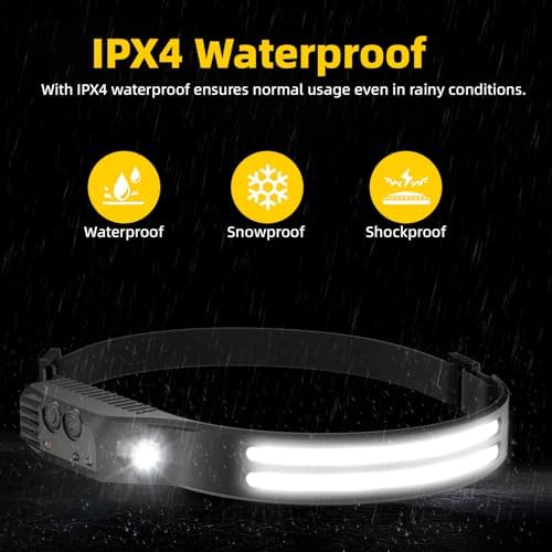 Beccason 4PCS Headlamp Flashlight, 230° Head Lamps LED Rechargeable Camping