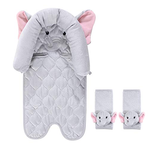 Hudson Baby Unisex Baby Car Seat Insert and Strap Covers, Lamb, One Size