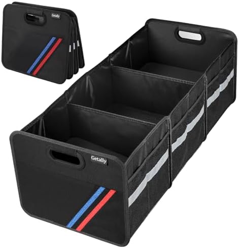 Trunk Organizer for Car， Collapsible Trunk Organizer with Multi Pockets, 3 Compartments Storage Organizer for Car SUV, Truck, Sedan