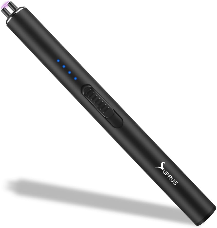 SUPRUS Electric Arc Lighter - Windproof & Flameless USB Rechargeable with Safety Lock | Black