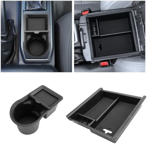 for 2PCS Center Console Coin Box Organizer&Water Cup Holder Insert ABS Materials Compatible with 2016-2023 Toyota Tacoma