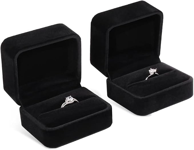 iSuperb Set of 2 Unit Classic Velvet Couple Double Ring Box Earring Jewelry