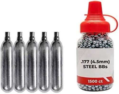CO2 12g Tanks & 1500ct Steel BBS Bundle - Compatible with Sig Sauer P365 BB Gun