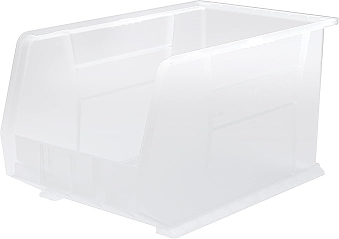 Akro-Mils 30260 AkroBins Plastic Storage Bins, Space-Saving Stackable Bins for Garage, Pantry, Craft Organization, 18" x 11" x 10", Clear, 6-Pack