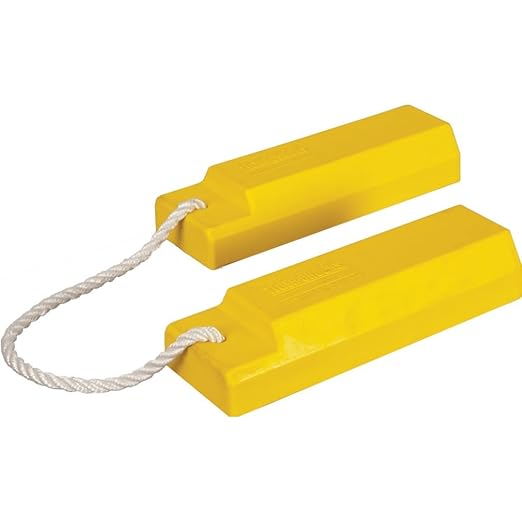 Checkers 15" Airplane Chocks, Aviation Wheel Chocks for Small to Mid-Sized Aircraft, Roped Pair Tire Chock, Durable Lightweight Urethane, Yellow, AC3515-P