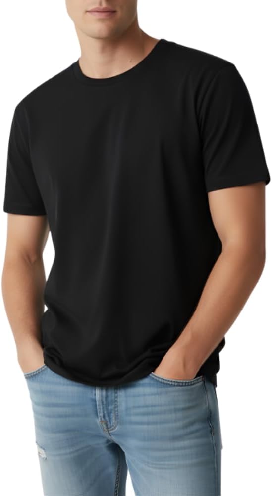 Skiennix Men's 100% Cotton Crew Neck T-Shirt - Premium Short Sleeve Casual Tees, Regular Fit