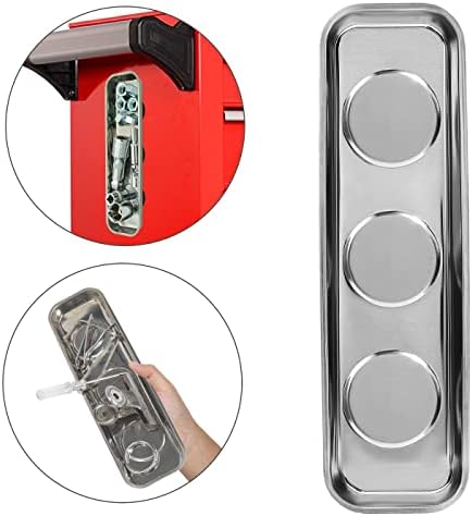 VASTOOLS Magnetic Parts Tray 3pc,for Socket Screw Nuts Bolts Metal Parts,Extra Strong Magnet,Thickened Tray,Stainless Steel
