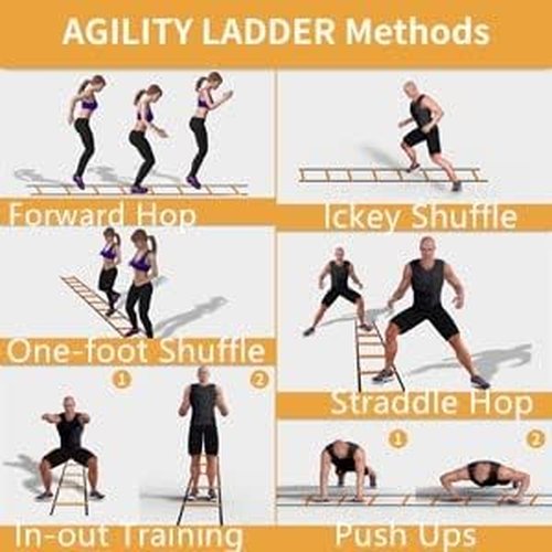 GHB Agility Ladder - Speed Training Workout Ladder with 12 Rungs & 10 Cones - 20ft Length