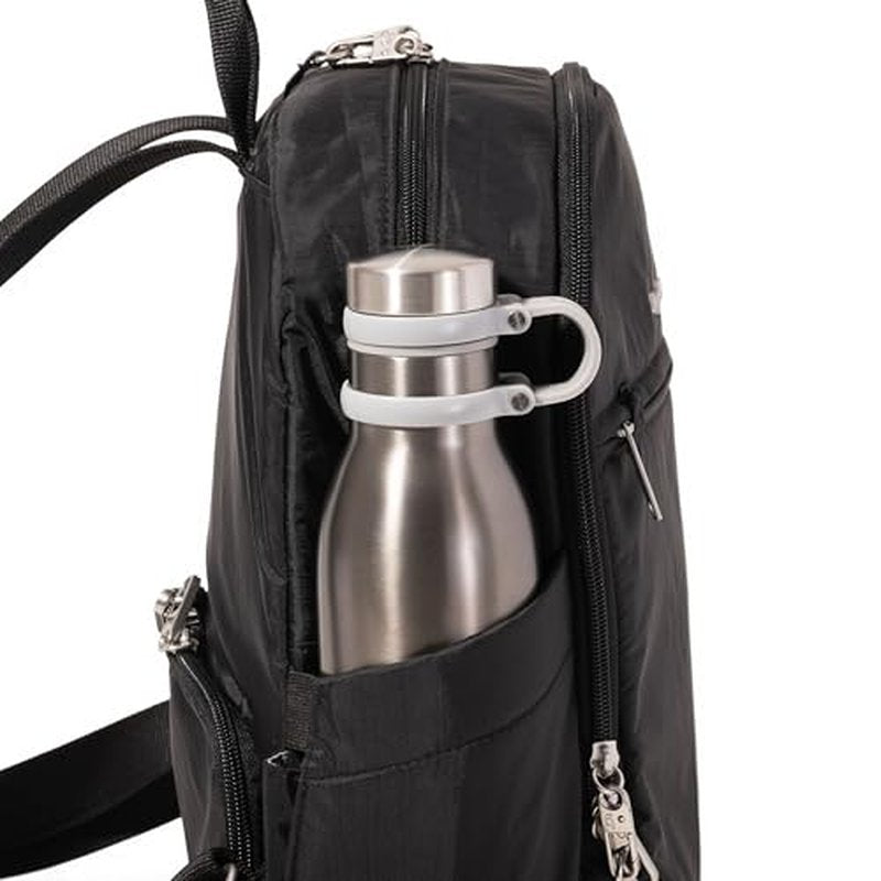 Securtex Anti-Theft Getaway Backpack - 9.4"x13"x5" Travel Safe Bag w/Locking Zippers, Slash-Resistant, RFID