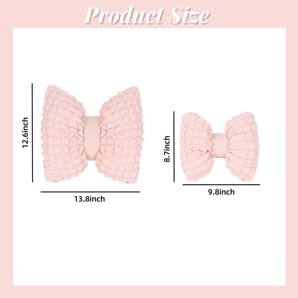 4 Pack Bow Shaped Car Headrest Pillow and Lumbar Support Pillow Cute Butterfly Knot Throw Pillow for Car Driving Seat Decor