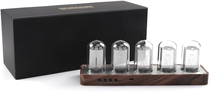ClocTeck Nixie Tube Clock Walnut Digital Clock, Support Wi-Fi Time SYNC