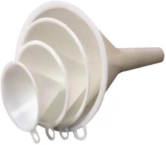 Chef Craft Set of 4 General Purpose Plastic Assorted Sizes Nested Funnel Set, White