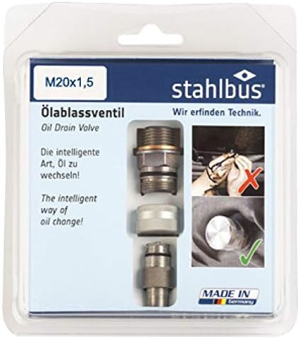 Stahlbus Oil Drain Valve Plug M20x1.5x12mm Steel - CLEAN, EASY, NO TOOL Oil Change - Includes Oil Drain Plug, Washer, Cap, Connector, Silicone Hose