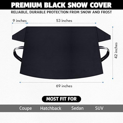 Autovir Windshield Snow Cover for Ice and Snow – Car Windshield Cover for Winter Frost, Ice & Snow Protection – Waterproof Frost Shield Windshield Protector for Cars, SUVs & Trucks (69x42 inches)