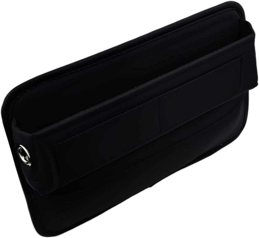 Heran Premium Leather Car Seat Gap Filler Organizer with Card Slots,Universal Fit for Cars, Trucks, and SUVs – Black, 1 Pack (1)