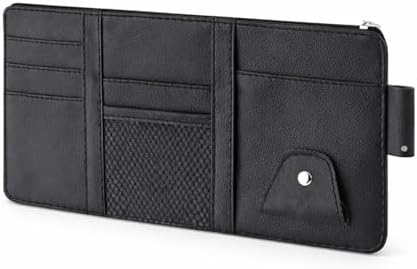 Car Sun Visor Multi-Pocket Organizer — Black (Universal Car/SUV/Truck Storage Pouch)