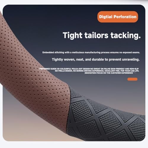 Ultra-Thin Napa Leather Steering Wheel Cover, 15 Inch