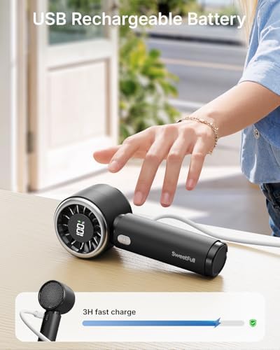 SWEETFULL Portable Handheld Fan, Mini Rechargeable Personal Hand Fan