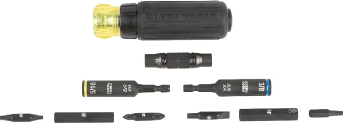 Klein Tools 70553 31-Piece Pro Folding Hex Key Set with Klein Tools 32500HDRT 11-in-1 Ratcheting Impact Rated Screwdriver/Nut Driver