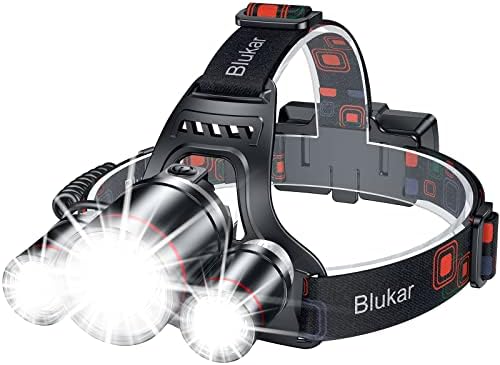 Blukar LED Headlamp Rechargeable,Ultra Bright Headlight with 3 Lights