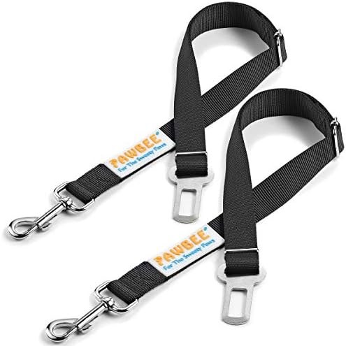 PAWBEE 2-Pack Dog Seat Belts for Cars - Adjustable Nylon Car Harness with Stainless Hooks, Safety Seatbelt Harnesses for Dogs, Durable Dog Car Seat Belt Clip, Essential Travel Accessories for Pets