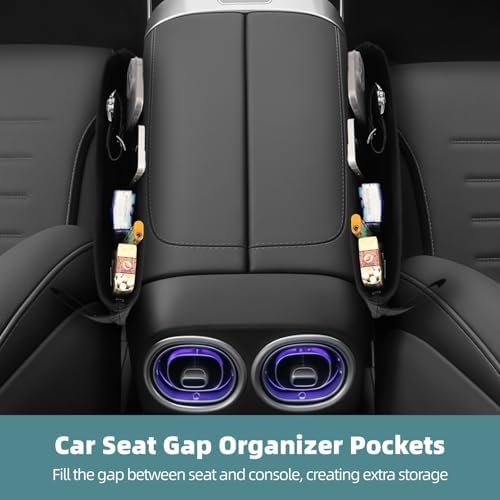 OMISTAR 2 PCS Car Seat Gap Organizers - PU Leather Car Console Side Pocket, Universal Car Seat Gap Filler Storage Box for Phone Keys Wallet Sunglasses, Car Interior Accessories Seat Catcher