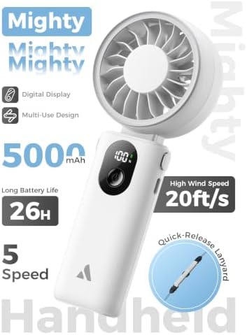 Aecooly Mighty Portable Handheld Fan | 26H Max Cooling | 3 Flexible Modes