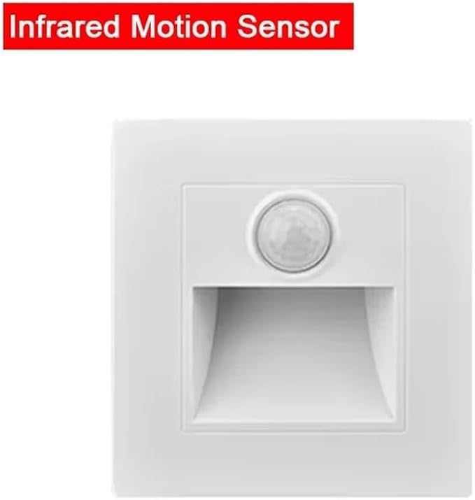 Infrared Motion Sensor Stair Lights Indoor Outdoor Stair Step Wall Lamp 3W Recessed LED Step Light Staircase Bedroom Decoration(Motion Sensor White)