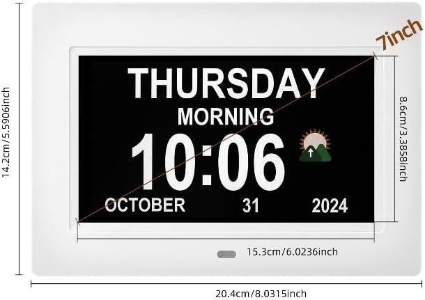 Dementia clock for seniors, 3 main interfaces, automatic dimming, digital