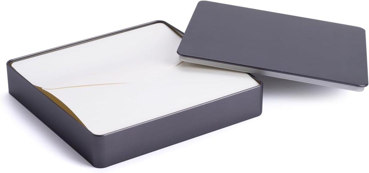 Square Tin Canister/Container for Keeping Car,Tea,Coffee,Cookies, Food,Flour,Baked Goods Storage (Grey_9.25"x9.25"x1.77")