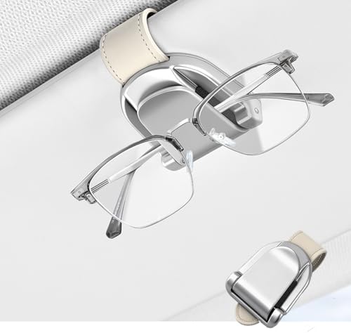 Sunglass Holder for Car Visor,（Zinc Alloy Body） car Visor Sunglasses Clip, Auto-Clamping Eyeglasses Organizer for Sun Visor, One-Handed-Operation,Universal Fit