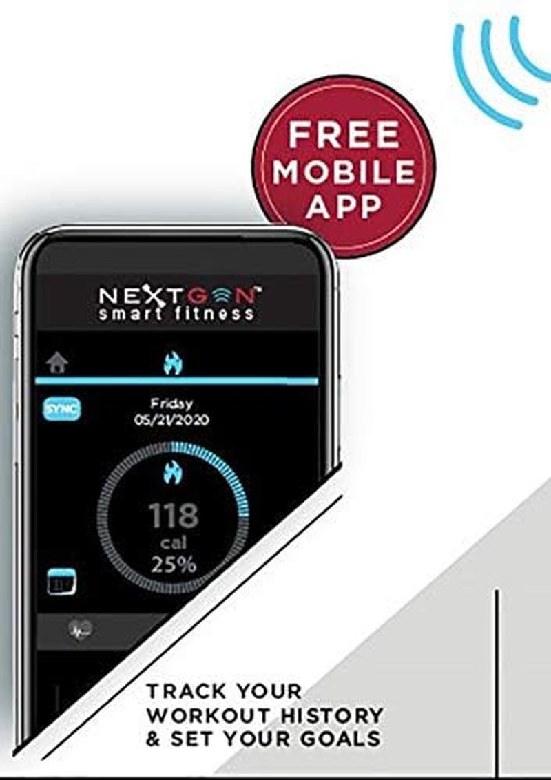 Sakar Nextgen Bluetooth Workout Equipment, Rechargeable, Anti- Slip, and Compatible with Android and iOS, Resistance Band, Black