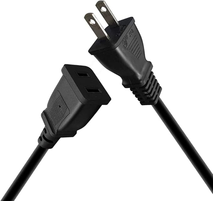 Toptekits (16.4ft/5m) USA Outlet Saver Power Extension Cord Cable 125V 10A 2-Prong 2 Outlets for NEMA 5-15P to NEMA 5-15R,Nice Extension (16.4ft/5m)